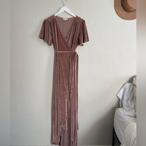 Ribbed Velvet Blush Maxi Dress Size XL
